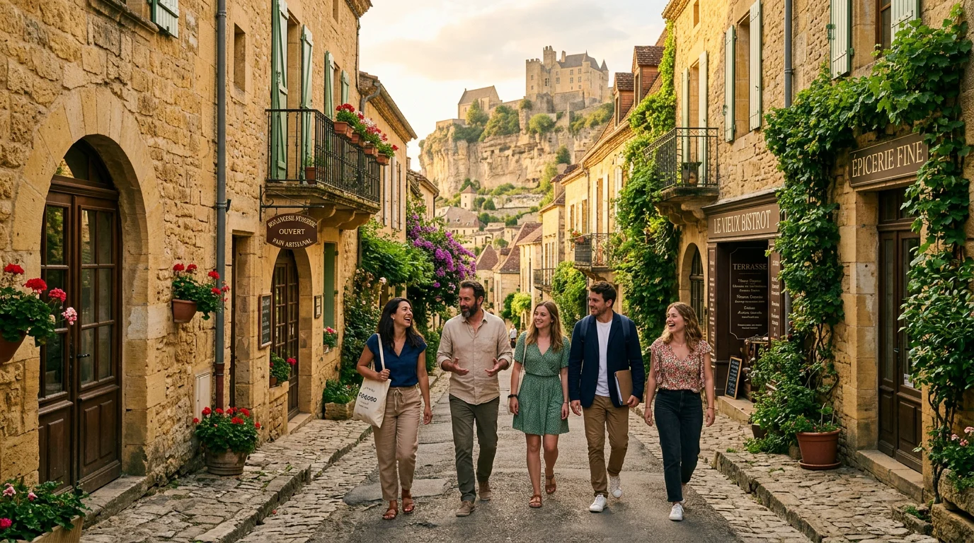 Ruelle médiévale près de Sarlat visitée après une session de séminaire