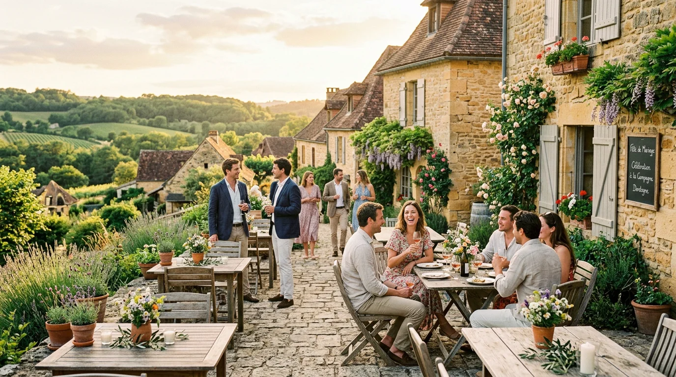 Village de gîtes en pierre privatisé pour un mariage en Dordogne