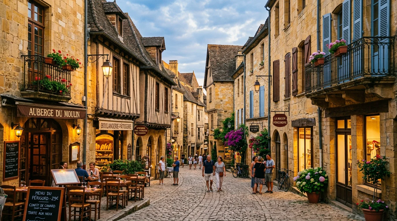 Cité médiévale de Sarlat-la-Canéda aux pierres blondes en Périgord Noir