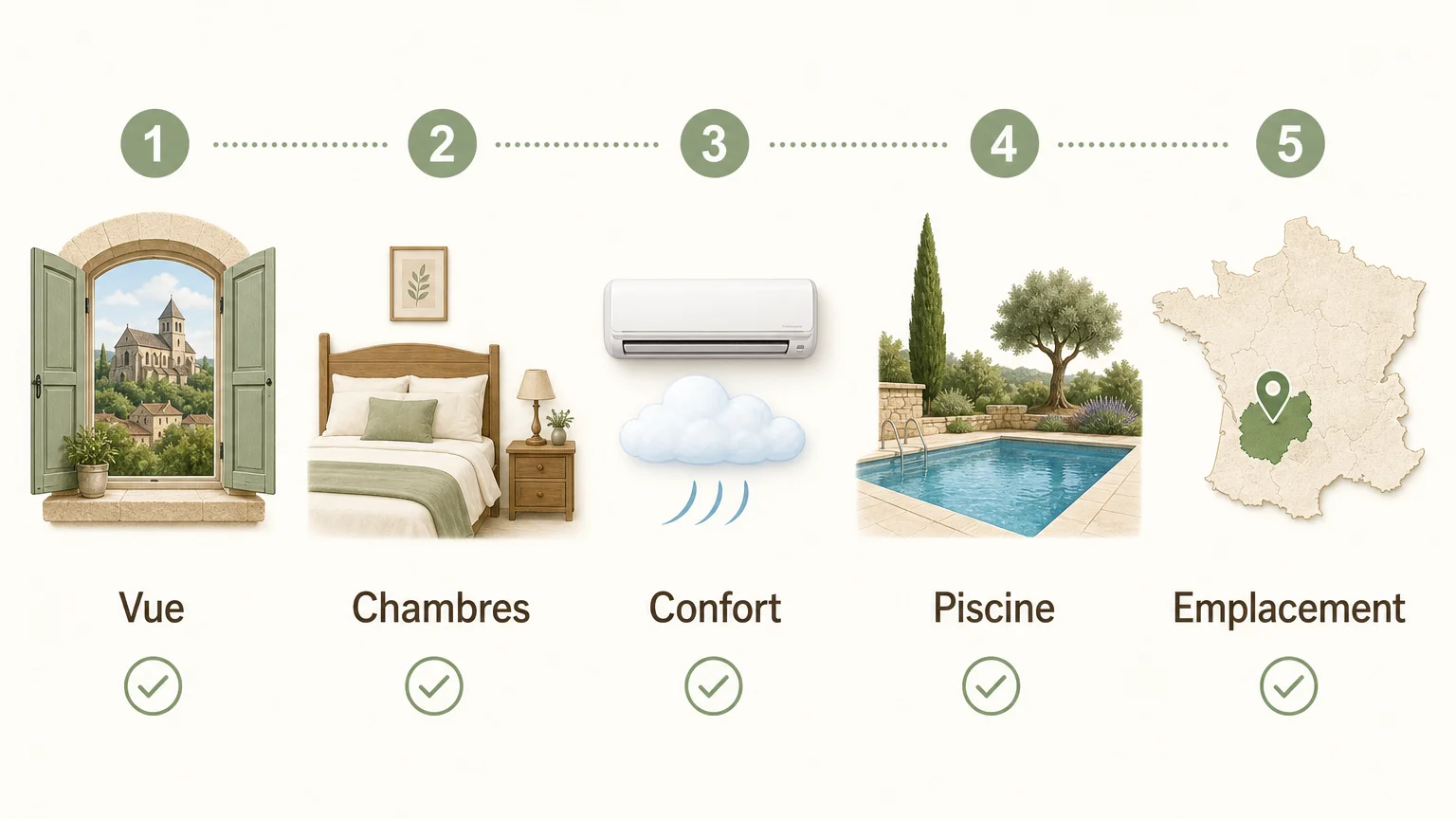 Checklist des critères pour choisir un gîte avec vue en Dordogne