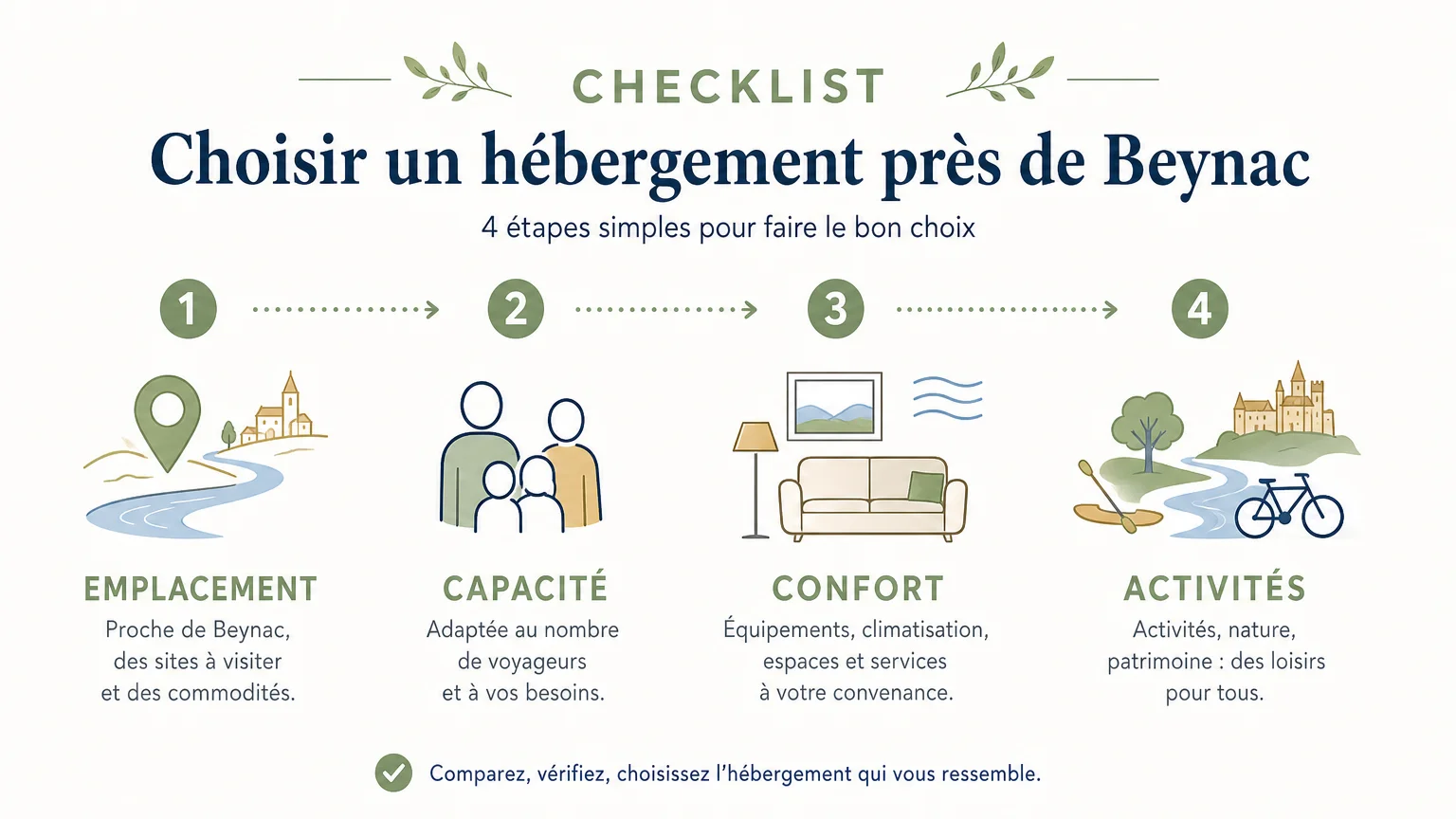 Checklist pour choisir un hébergement près de Beynac