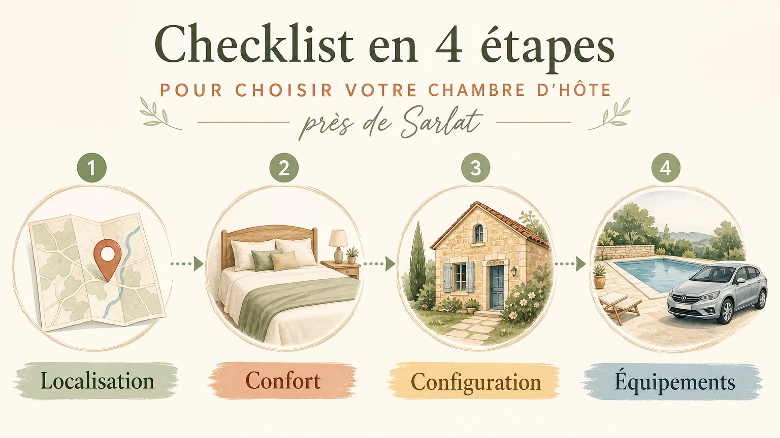Checklist illustrée pour choisir une chambre d’hôte près de Sarlat