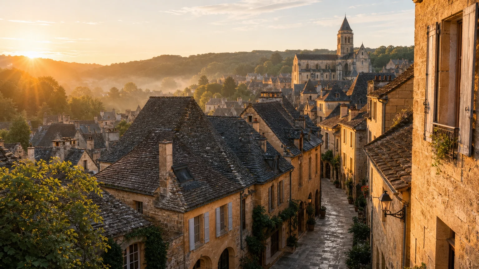 Vue matinale sur les toits de Sarlat-la-Canéda