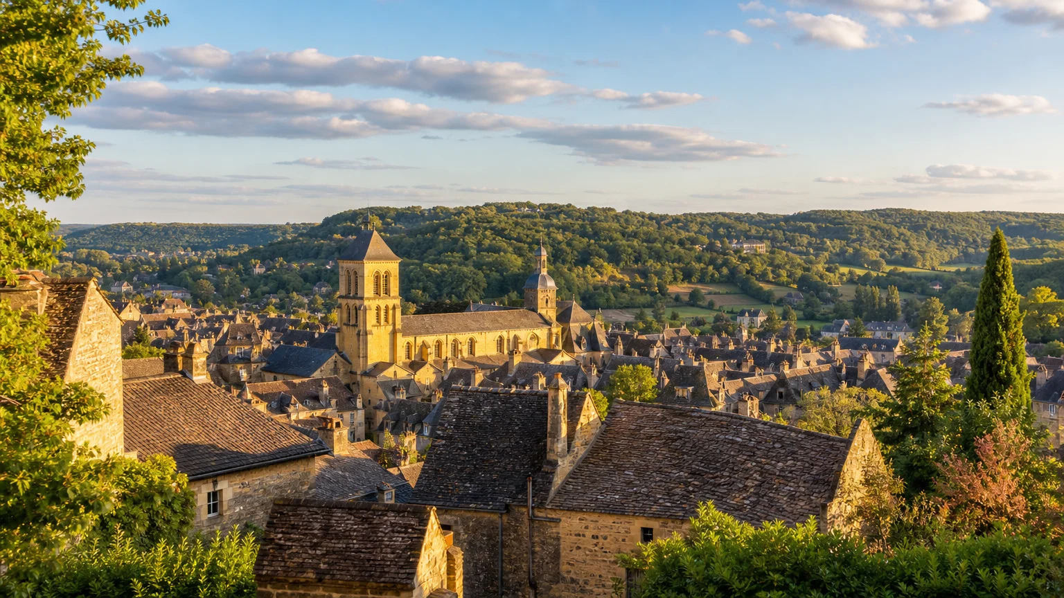 Vue panoramique de Sarlat-la-Canéda et du Périgord Noir
