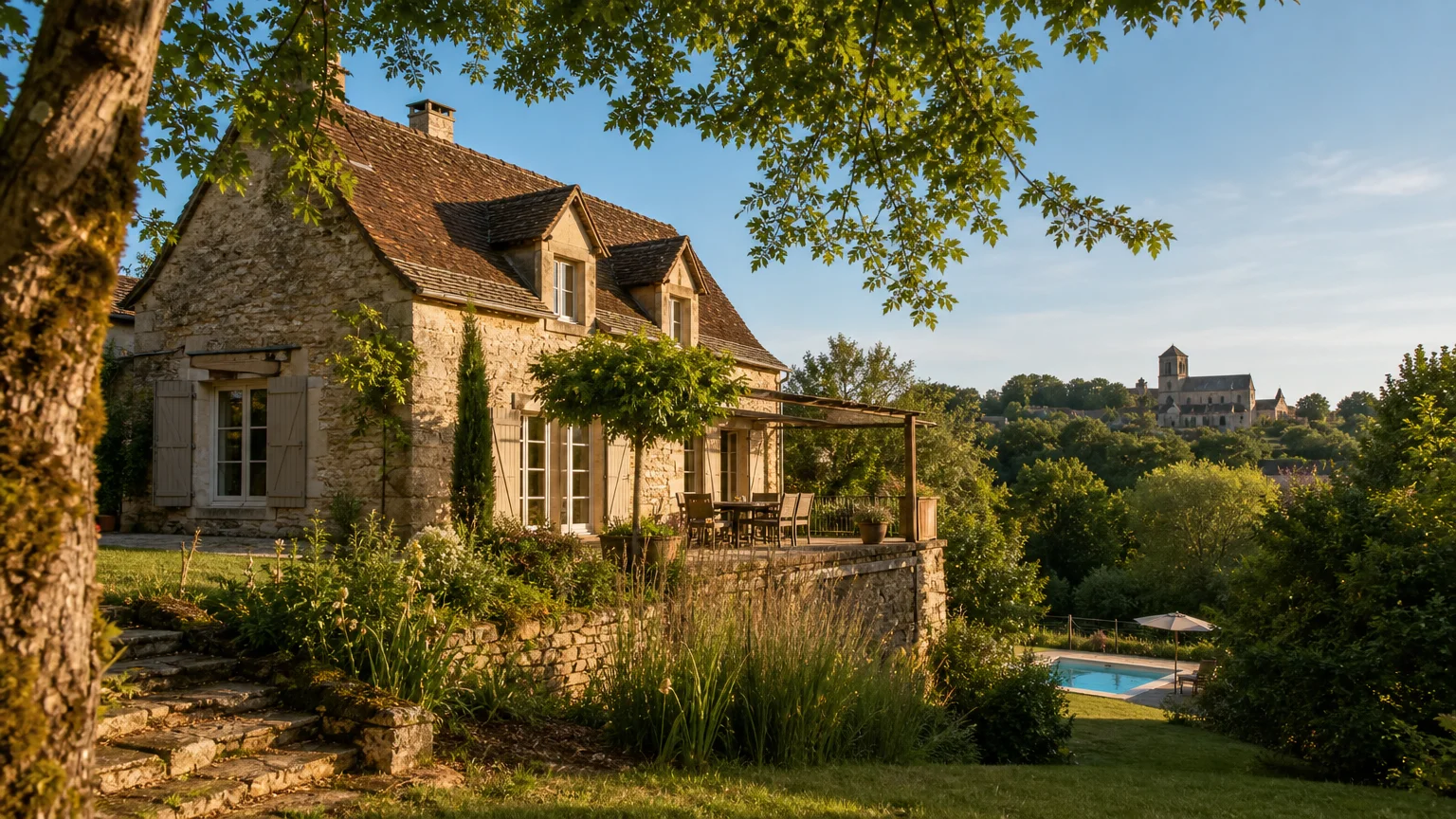 Maison périgourdine indépendante avec piscine dans la campagne de Dordogne