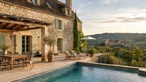Domaine historique avec piscine et vue sur le Périgord Noir