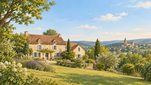 Maison de vacances en pierre dans un paysage du Périgord Noir