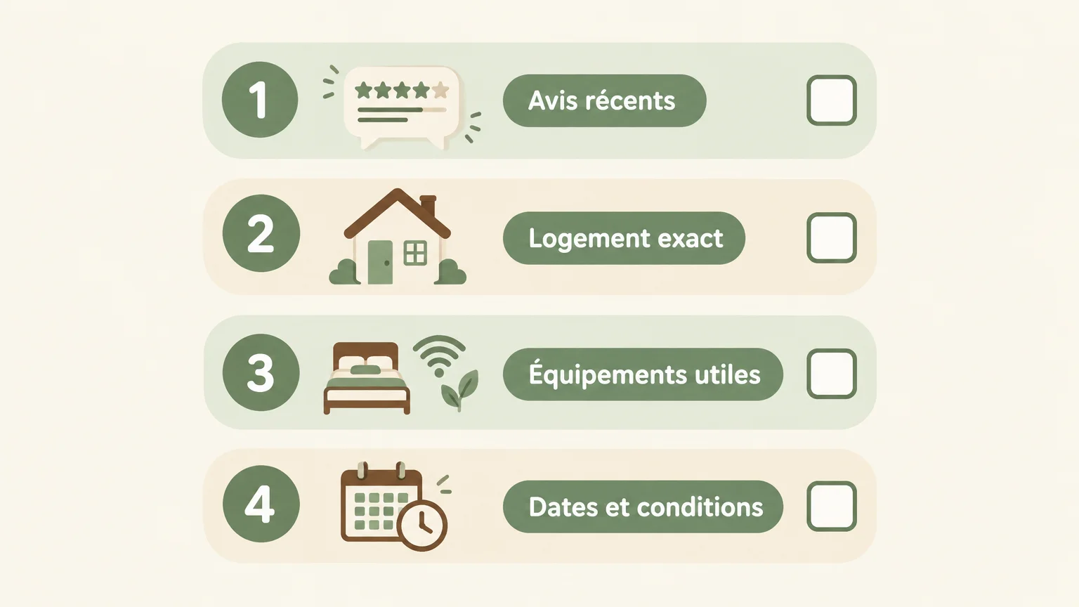 Liste de contrôle pour interpréter les avis d’un hébergement avant réservation