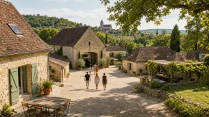 Domaine touristique avec logements et espace commun dans le Périgord Noir