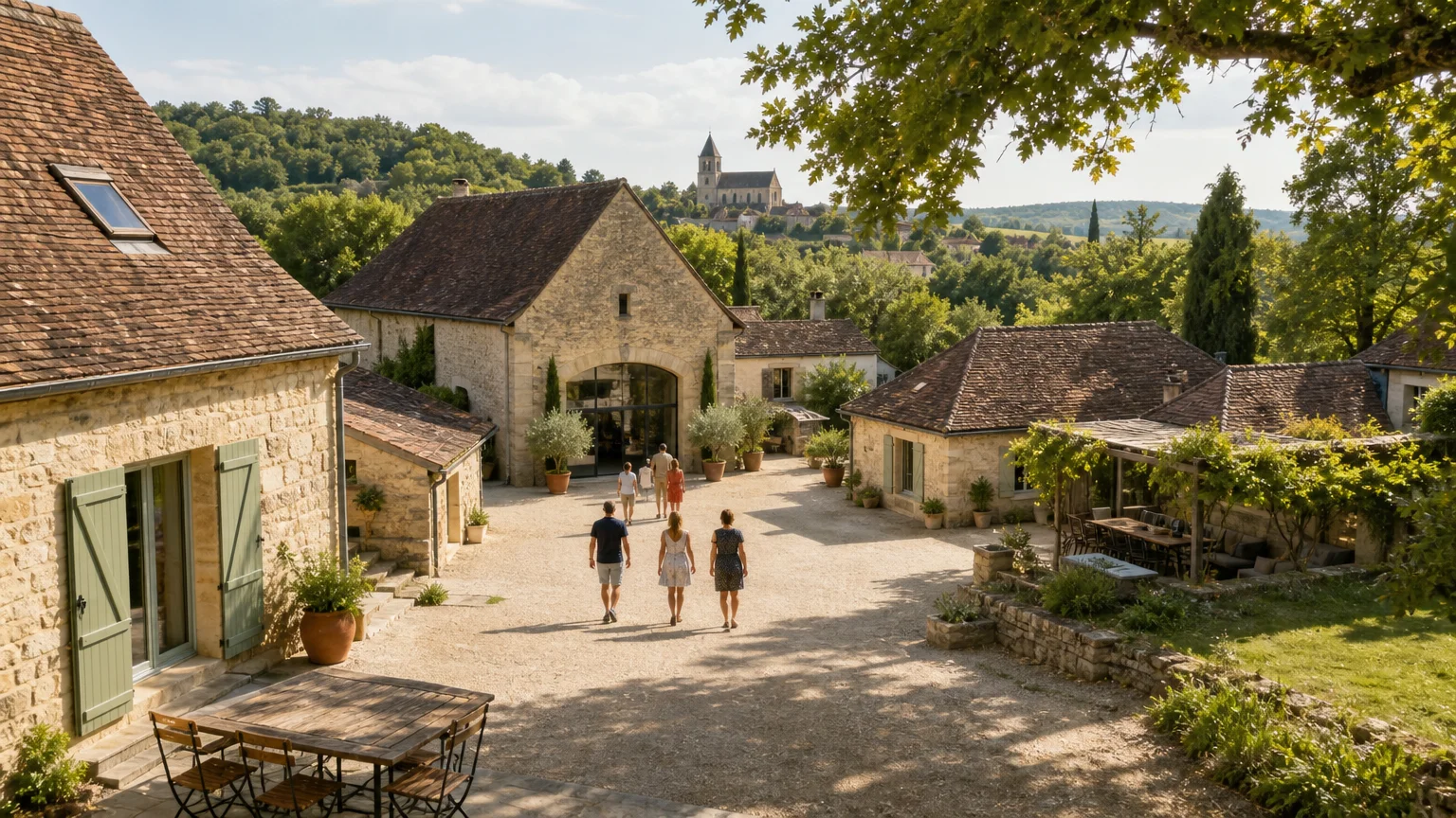 Domaine touristique avec logements et espace commun dans le Périgord Noir