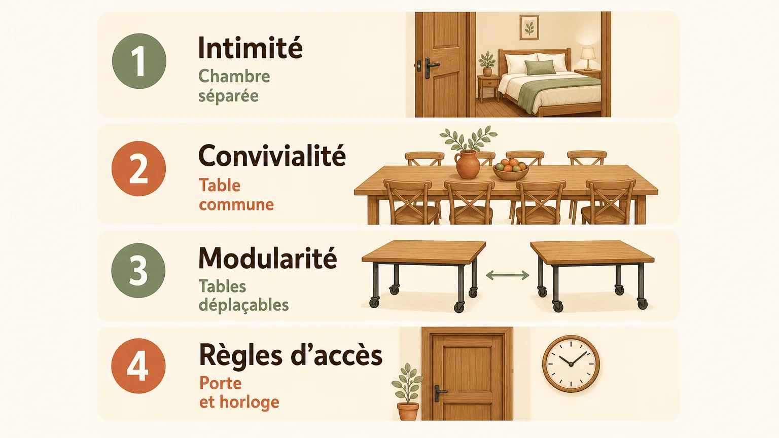 Infographie des critères pour choisir un espace collectif