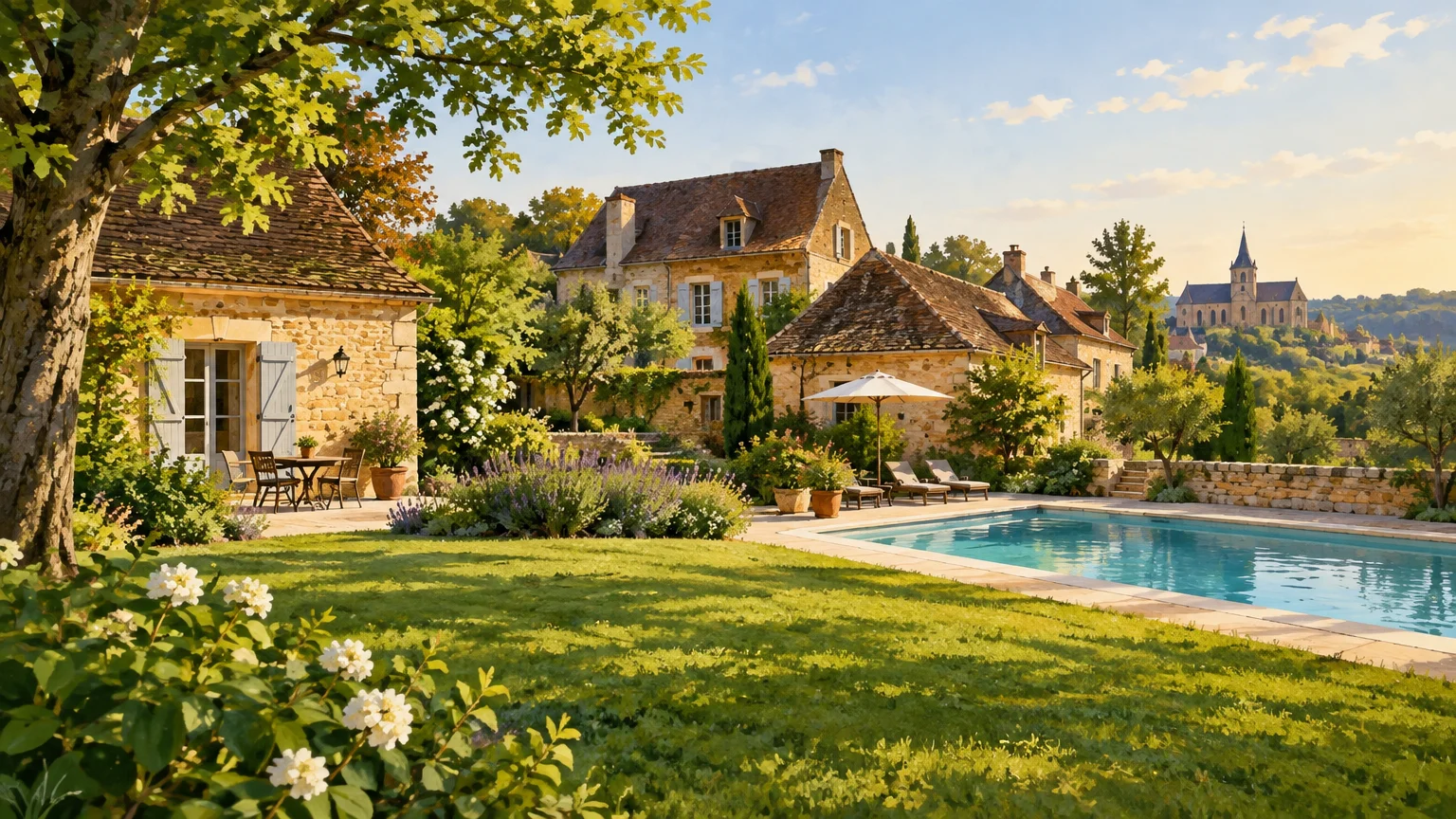 Gîte en pierre dans un jardin du Périgord Noir, cadre de retrouvailles familiales