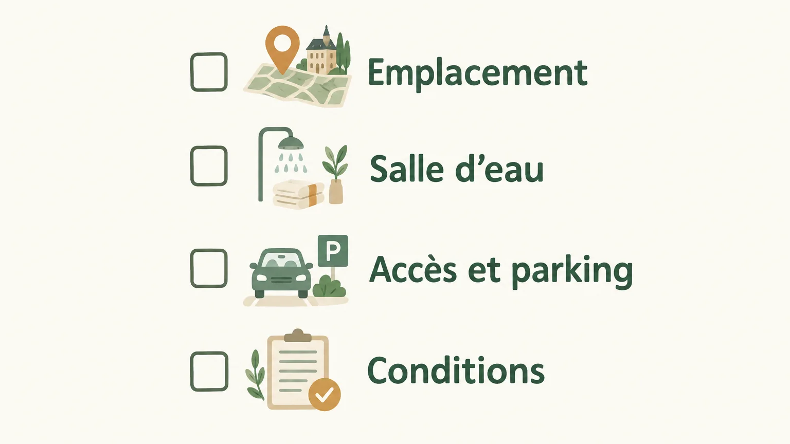 Checklist illustrée des critères pour choisir une chambre d’hôte en Dordogne