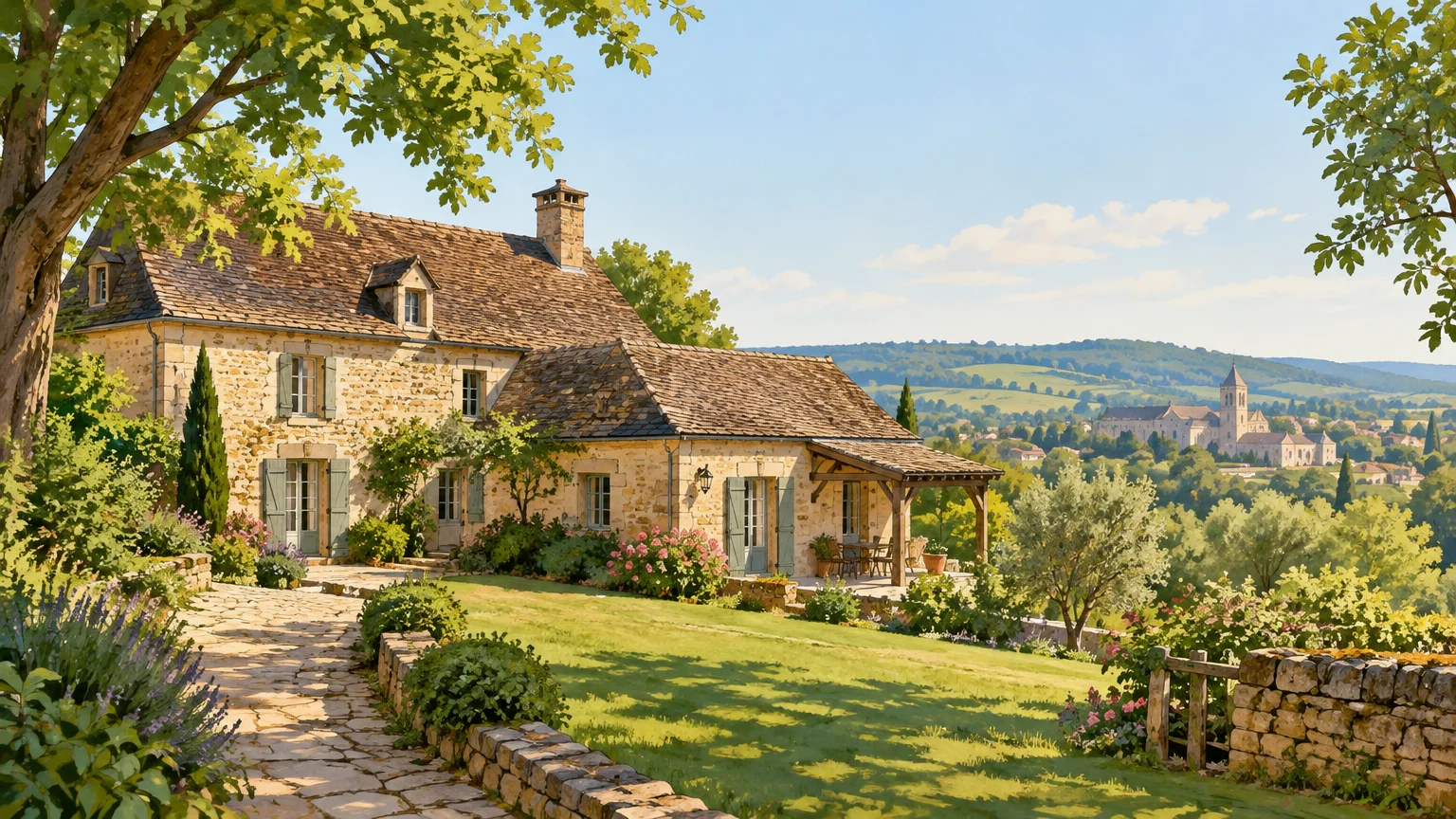 Gîte en pierre dans un cadre verdoyant près de Sarlat