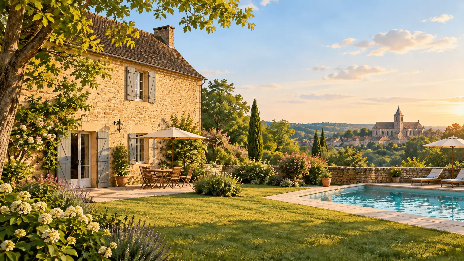 Gîte en pierre dans le paysage du Périgord Noir