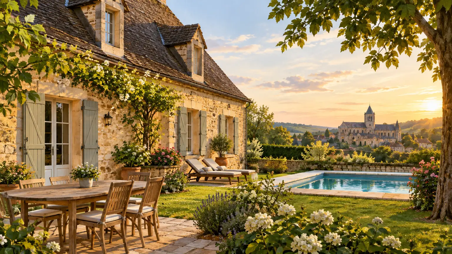 Gîte en pierre dans le paysage du Périgord Noir