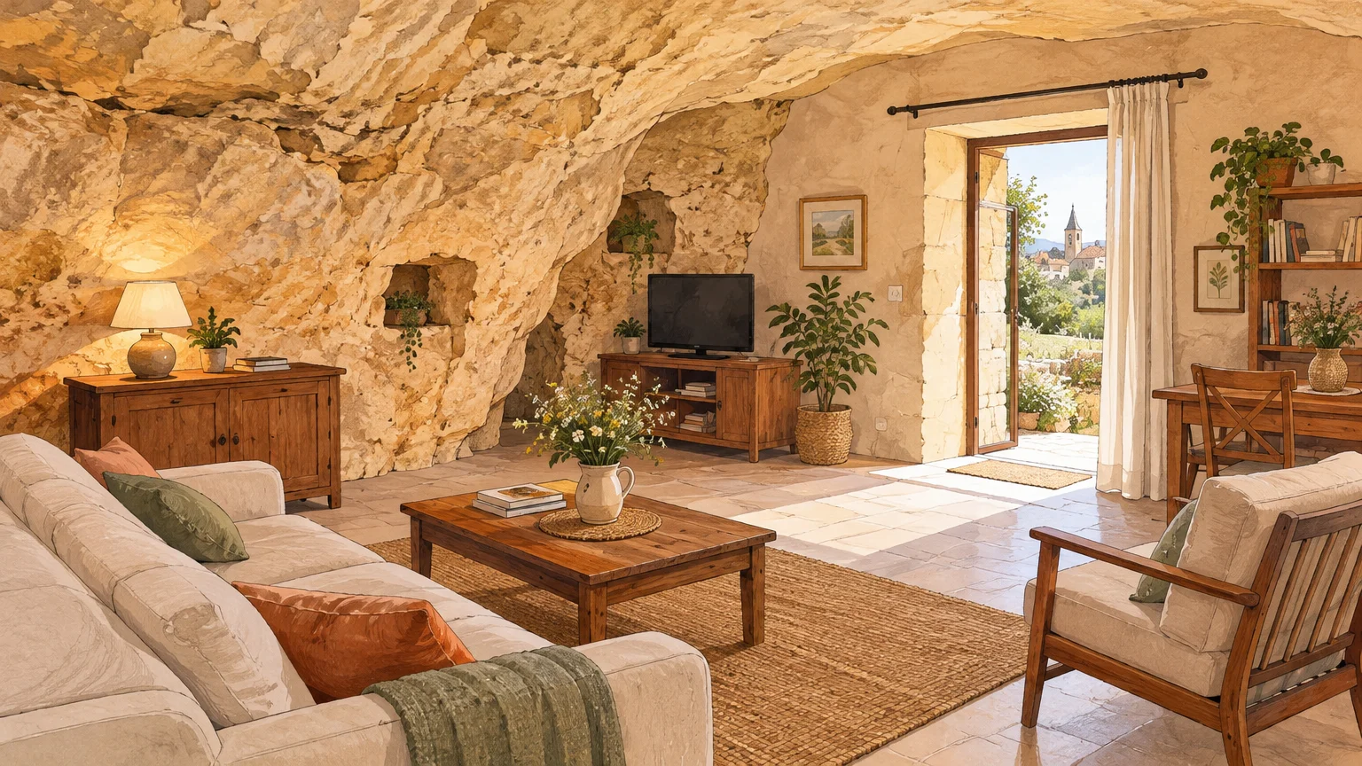 Intérieur troglodyte dans le Périgord Noir